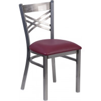 Flash Furniture XU-6FOB-CLR-BURV-GG Hercules Series Clear Metal Restaurant Chair - Burgundy Vinyl Seat